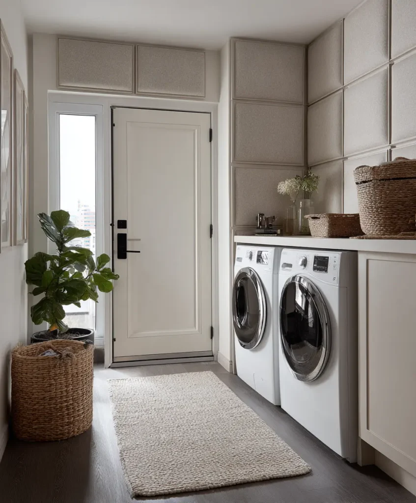 laundry space with subtle soundproofing elements