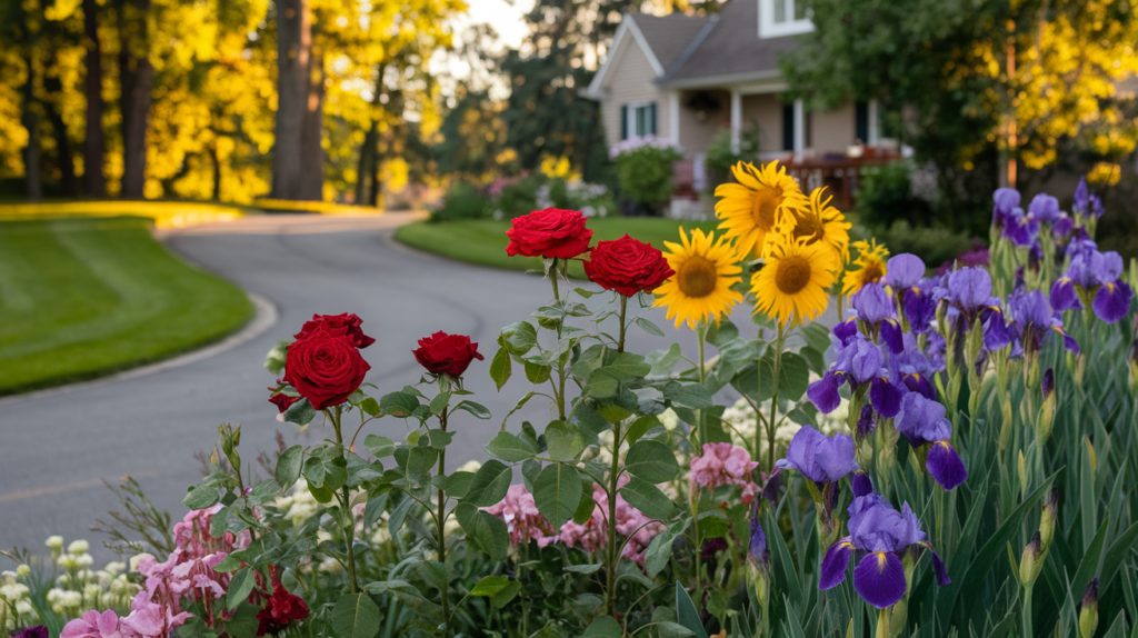 flower beds driveway flower beds