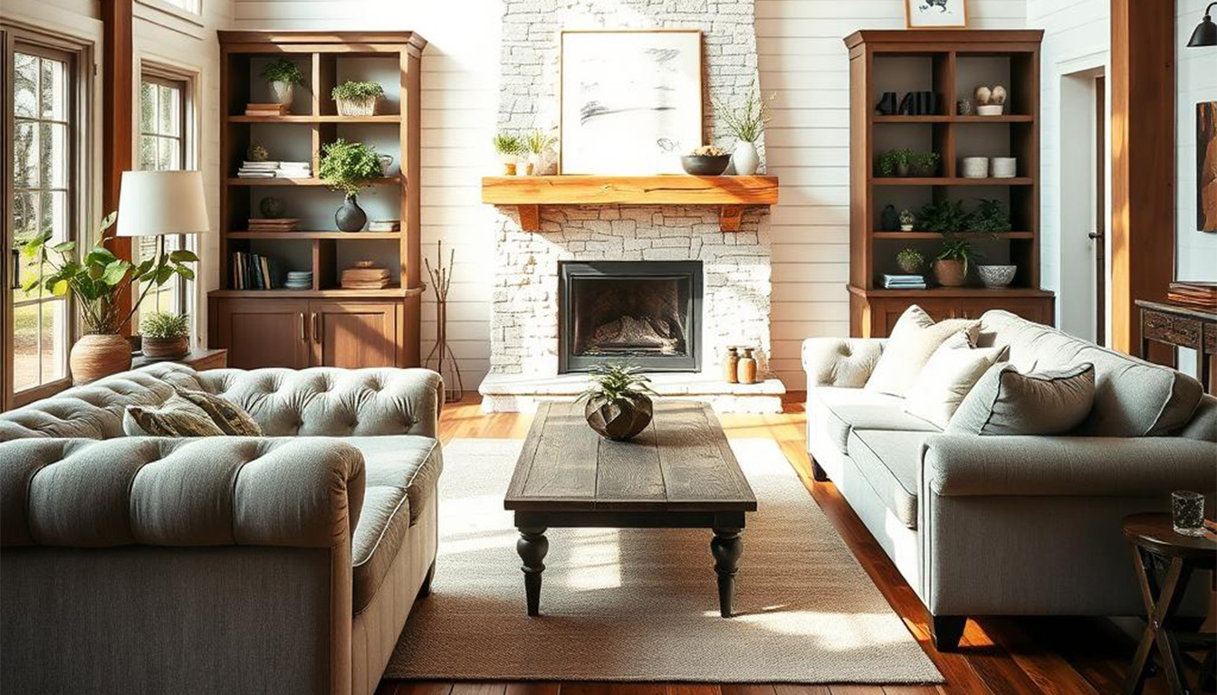 modern farmhouse living room décor