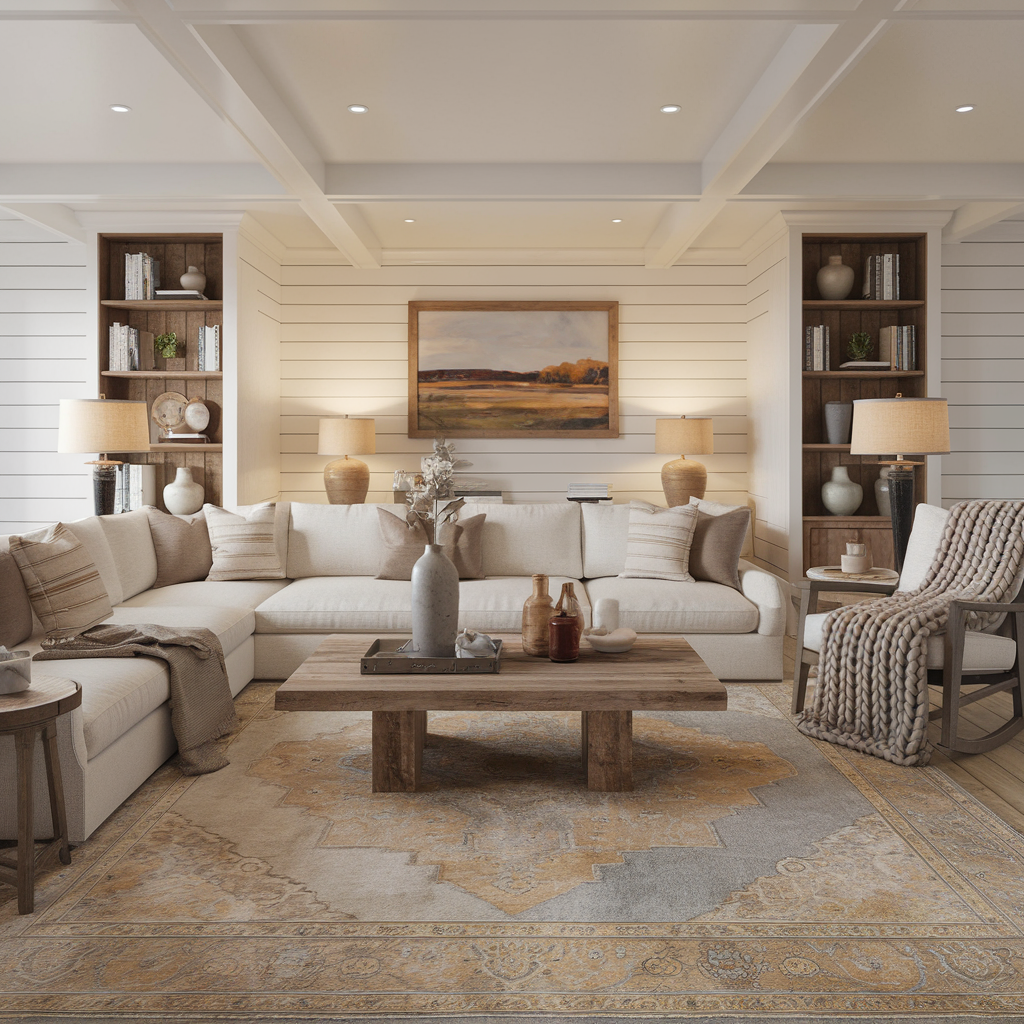 farmhouse living room seat arrangement