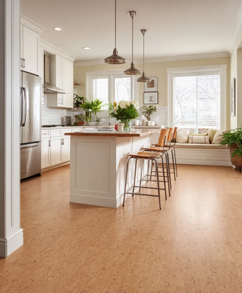 kitchen with soft cork flooring
