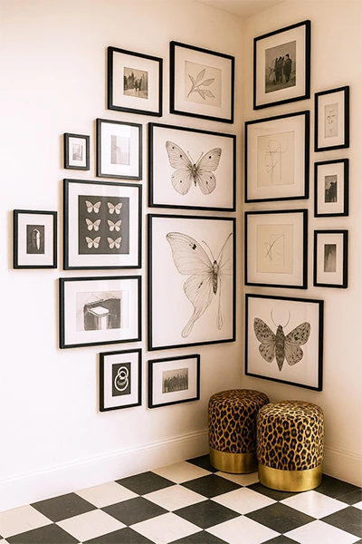 Corner Gallery Wall with Art Prints