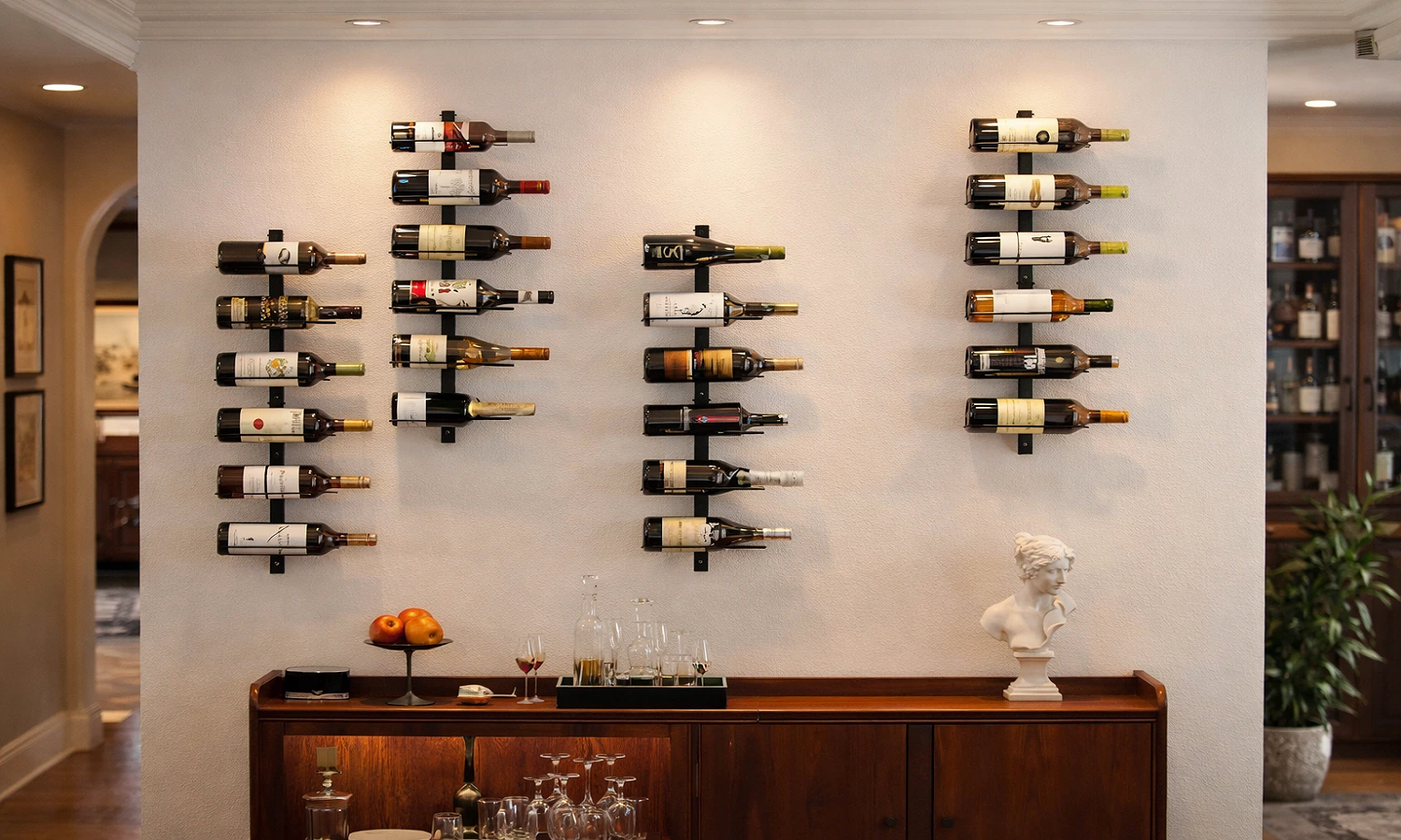 wall mounted wine rack display